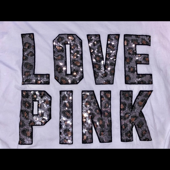 VS PINK Bling Cheetah l/s campus top XS EUC! - Picture 3 of 4